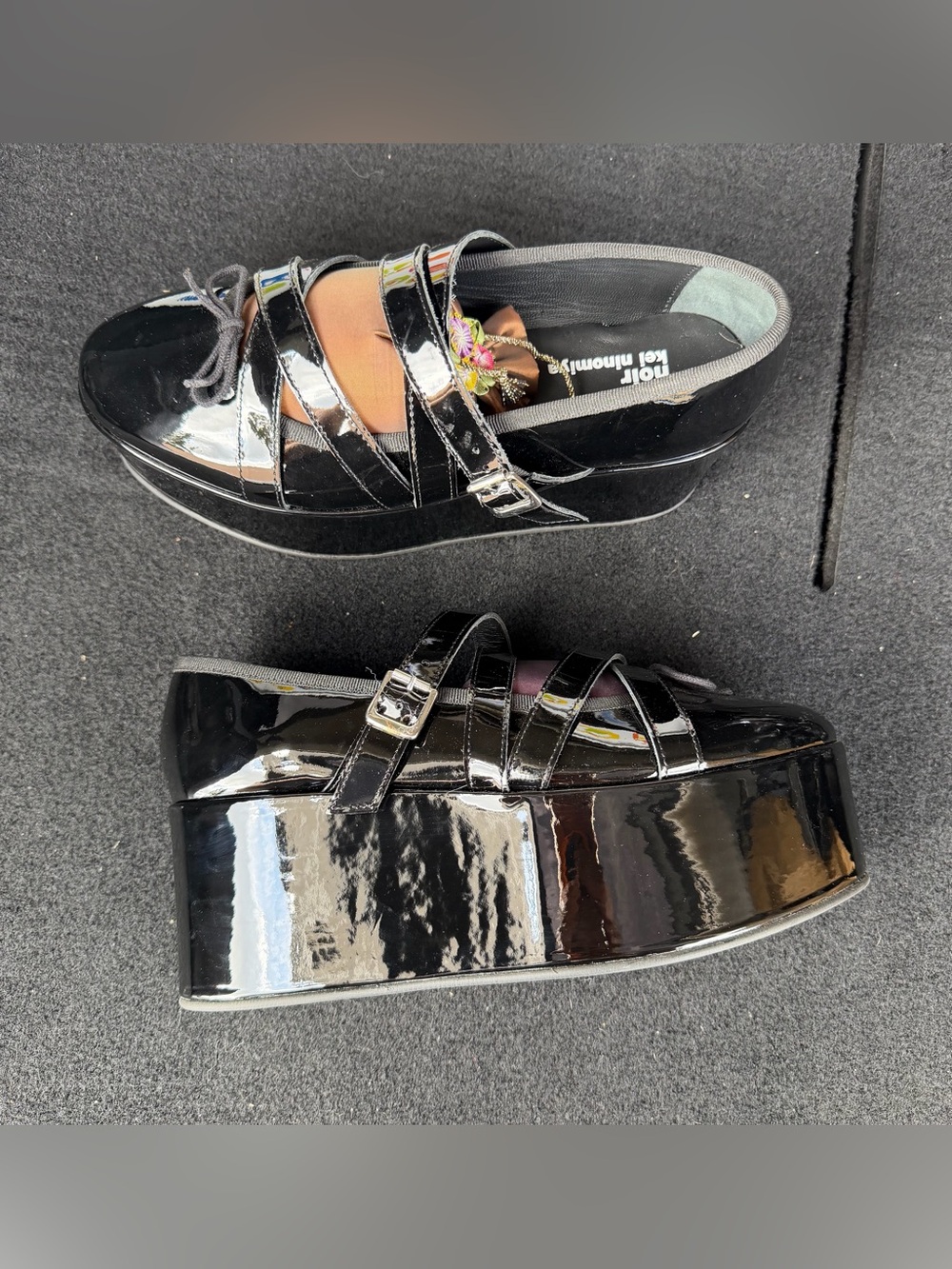 Repetto x Noir Kei Ninomiya platform Mary Jane flats in black patent leather